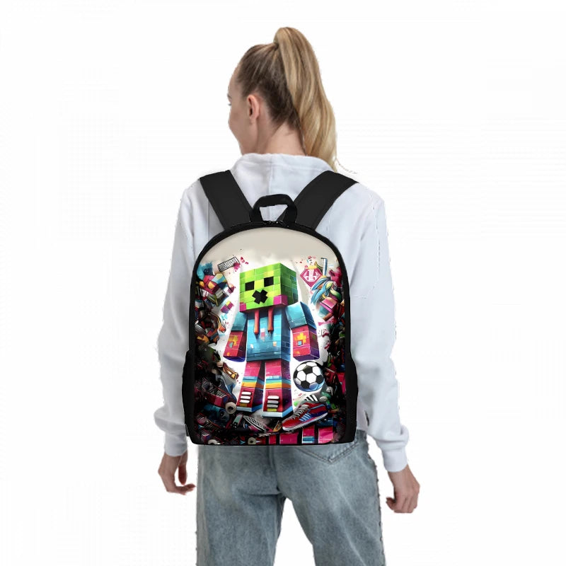 Juego My World: Mochilas de tres piezas con personajes para niños y niñas. El mejor regalo. Mochila escolar con diseño de dibujos animados en 2D para niños.