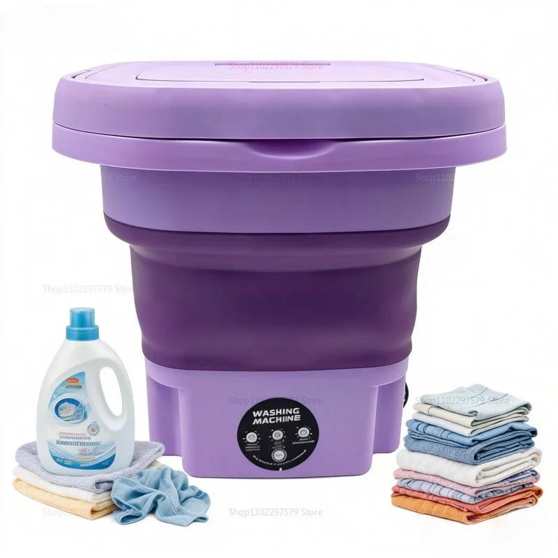 Lavadora portátil mini plegable de 8 litros con centrifugadora, lavadora compacta para calcetines y ropa interior, ideal para viajes, dormitorios y uso doméstico.