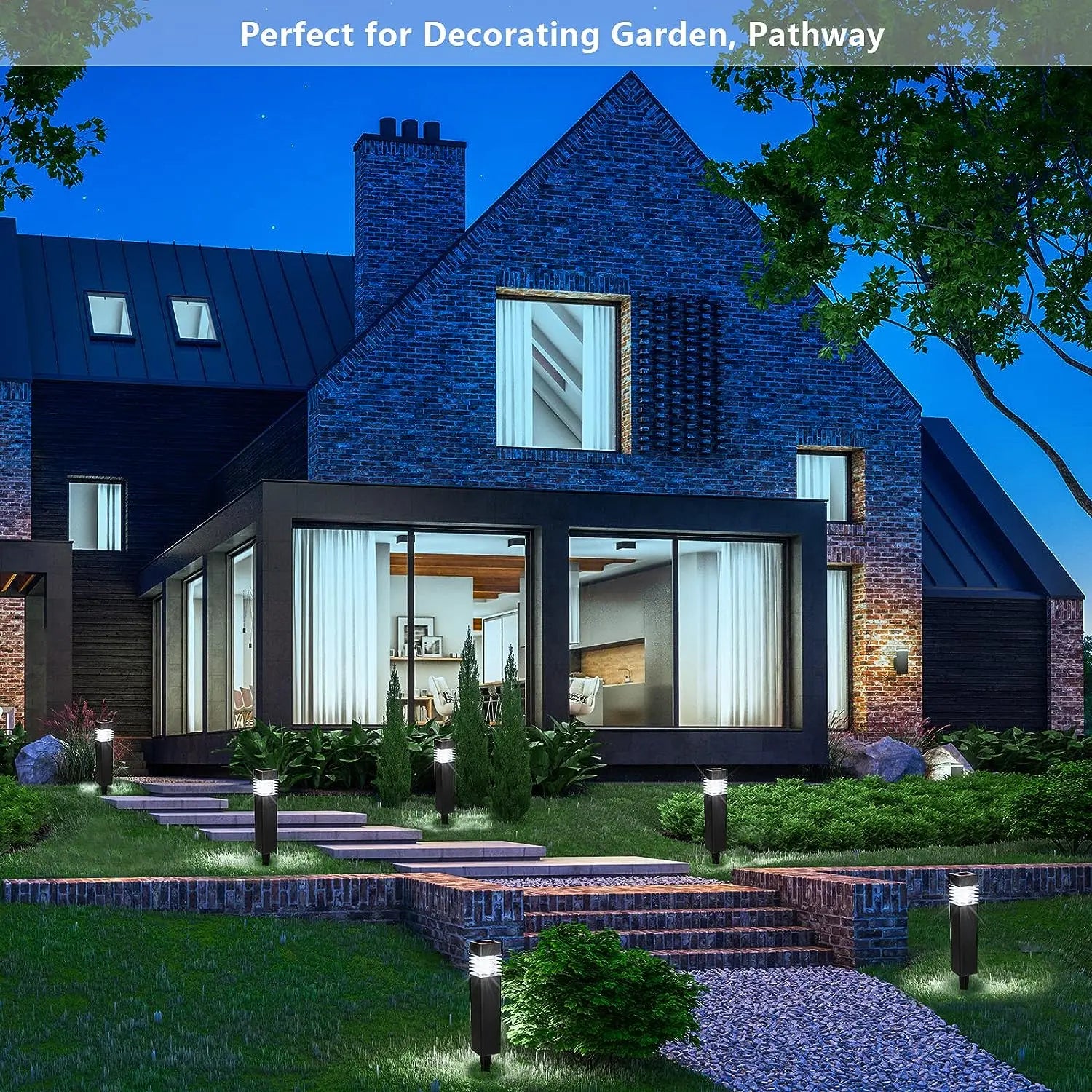 Luces solares para jardín, luces solares LED para caminos exteriores, iluminación paisajística impermeable IP65 para decoración de patios traseros, senderos y entradas de vehículos.