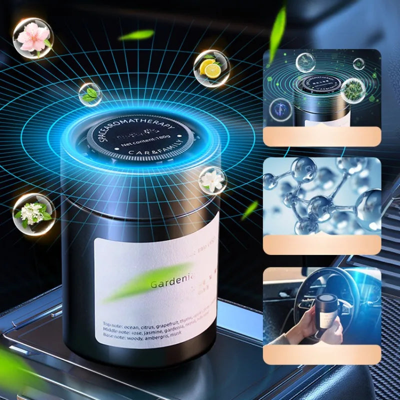 Perfume sólido en bálsamo para coche con aromaterapia, con fragmentos de la nueva fragancia de larga duración.