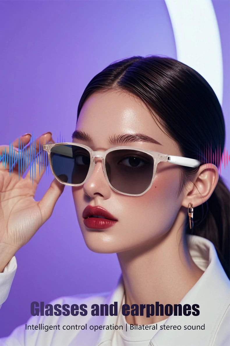 Gafas inteligentes GS03 mejoradas con cámara, grabación de vídeo, reconocimiento fotográfico por IA, traducción de llamadas por Bluetooth y asistente de voz.