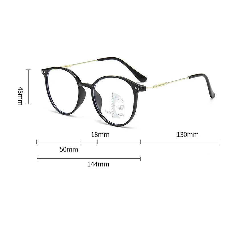 Gafas de lectura fotocromáticas inteligentes unisex redondas progresivas multifocales para presbicia, con acabado para visión de cerca y de lejos, bifocales
