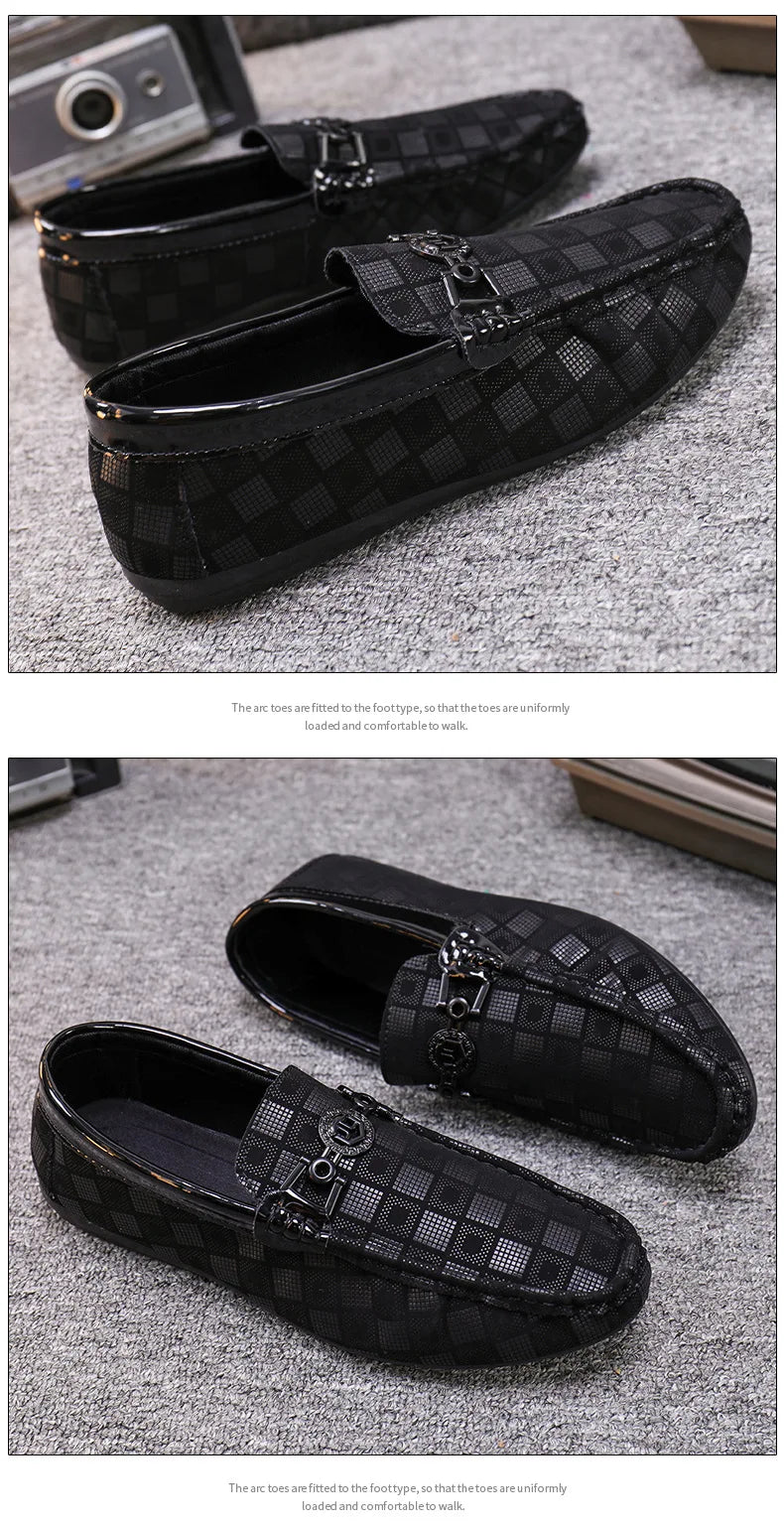 Mocasines nuevos para hombre, zapatos casuales transpirables, cómodos, de cuero a cuadros, zapatos casuales para hombre, sin cordones, concisos, de calidad, zapatillas deportivas para hombre.