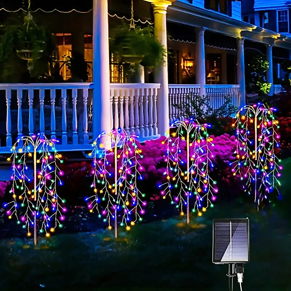 Luces solares para jardín, impermeables, con forma de petardos, ideales para patio, camino, césped, fiestas y decoración de camping.