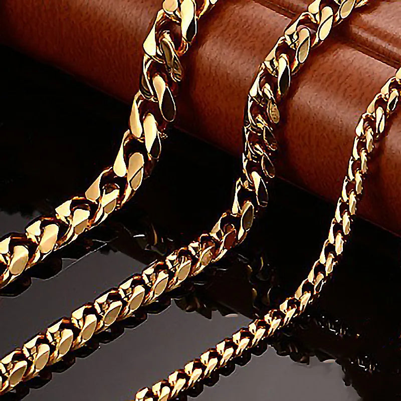 Collar de cadena cubana de acero inoxidable YQ de 3 mm a 13 mm para hombre y mujer, estilo punk básico, cadena tipo eslabón, joyería para el cuello.