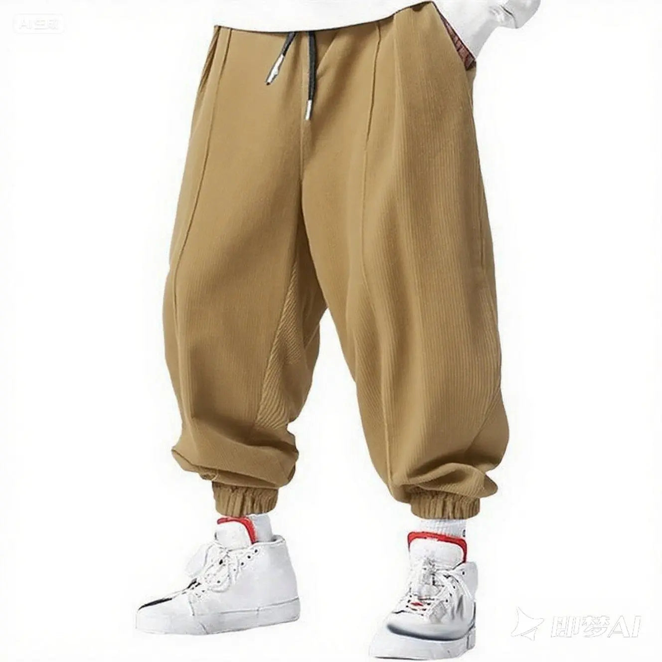 Pantalones casuales holgados con cordón para hombre, ideales para otoño e invierno.