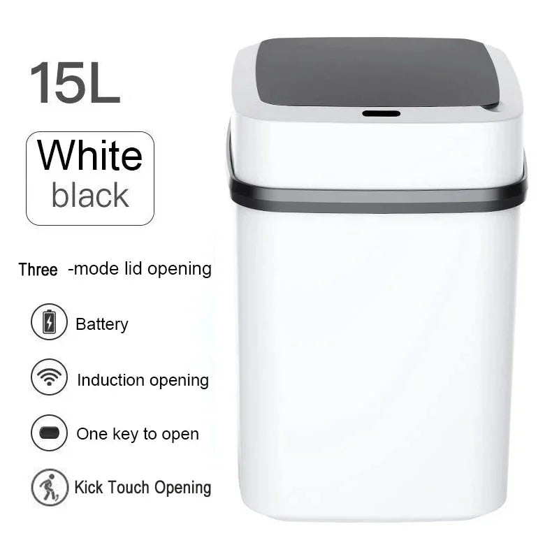 Cubo de basura automático inteligente de 13/15 litros para cocina y baño con tapa y sensor inteligente.