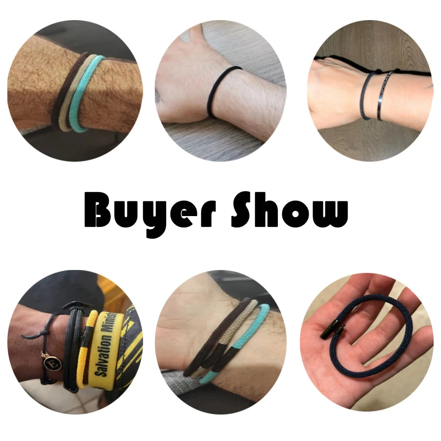Pulsera minimalista elegante de cuerda para hombre, grado A, rosca de 4 mm