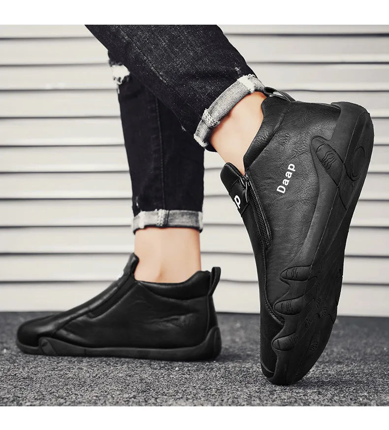 Zapatos casuales nuevos para hombre 2024, botines de lujo con punta redonda, zapatos ligeros sin cordones para caminar, zapatillas altas cómodas para hombre, ideales para actividades al aire libre.