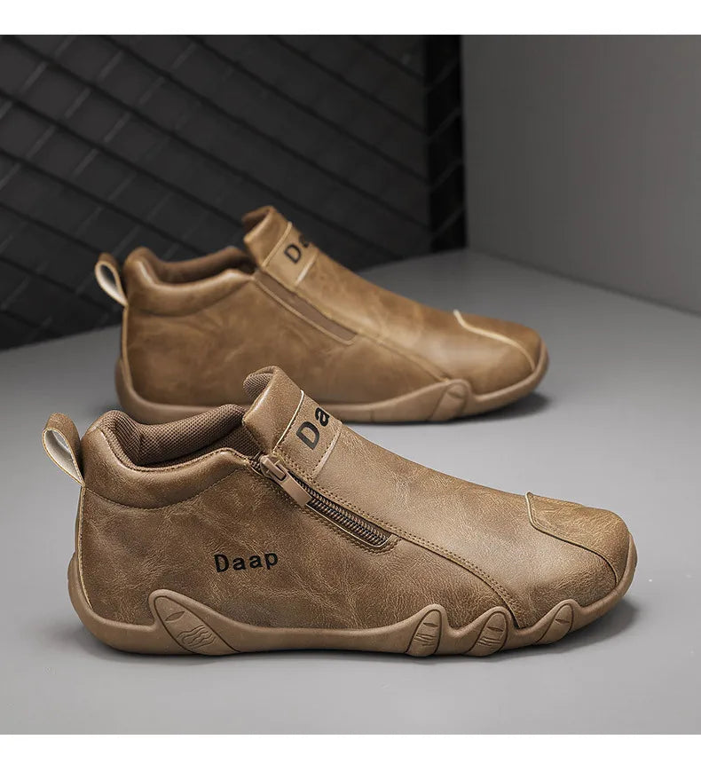 Zapatos casuales nuevos para hombre 2024, botines de lujo con punta redonda, zapatos ligeros sin cordones para caminar, zapatillas altas cómodas para hombre, ideales para actividades al aire libre.