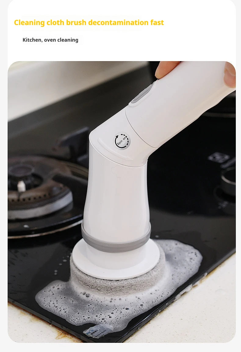 Cepillo de limpieza eléctrico giratorio 6 en 1 para cocina, baño y hogar. Herramienta multifuncional para la limpieza del hogar.
