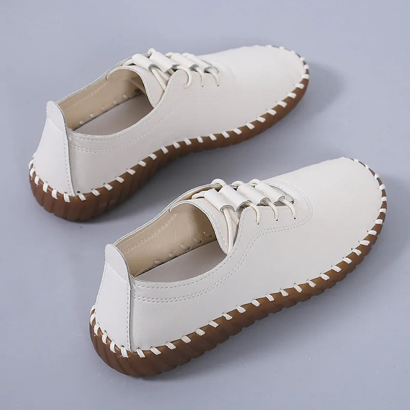 Zapatos planos para mujer 2025, nuevos, hechos a mano, zapatillas deportivas para mujer, zapatos casuales de moda para mamá, mocasines cómodos para mujer, tallas grandes 35-43.