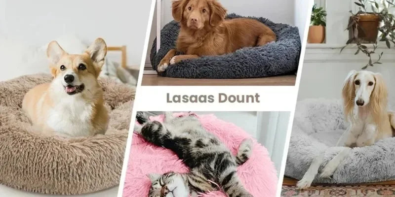 Cama para gatos de pelo largo ultrasuave, de felpa lavable, cama relajante tipo donut, cómoda y funcional.