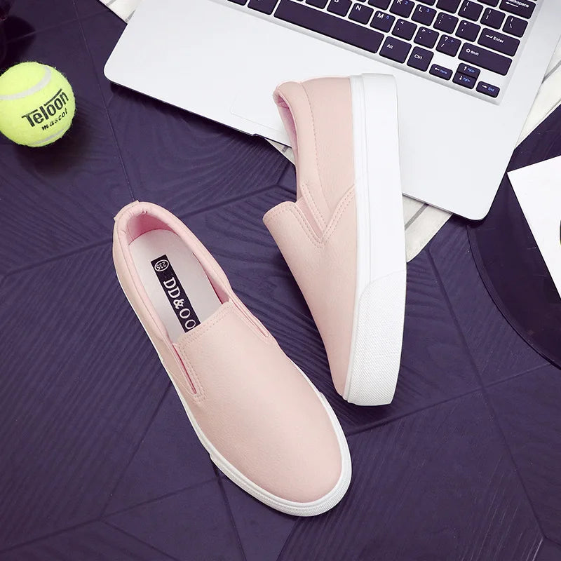 Mocasines de piel Comemore para mujer, tendencia primaveral, zapatos planos casuales, zapatos sin cordones de plataforma vulcanizados, zapatillas deportivas para mujer.
