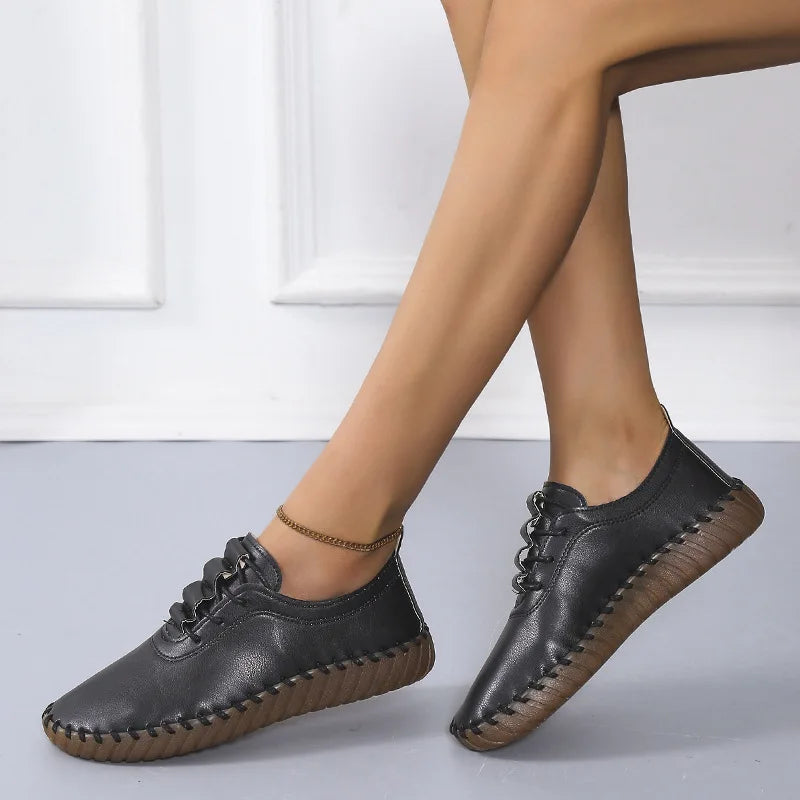 Zapatos planos para mujer 2025, nuevos, hechos a mano, zapatillas deportivas para mujer, zapatos casuales de moda para mamá, mocasines cómodos para mujer, tallas grandes 35-43.