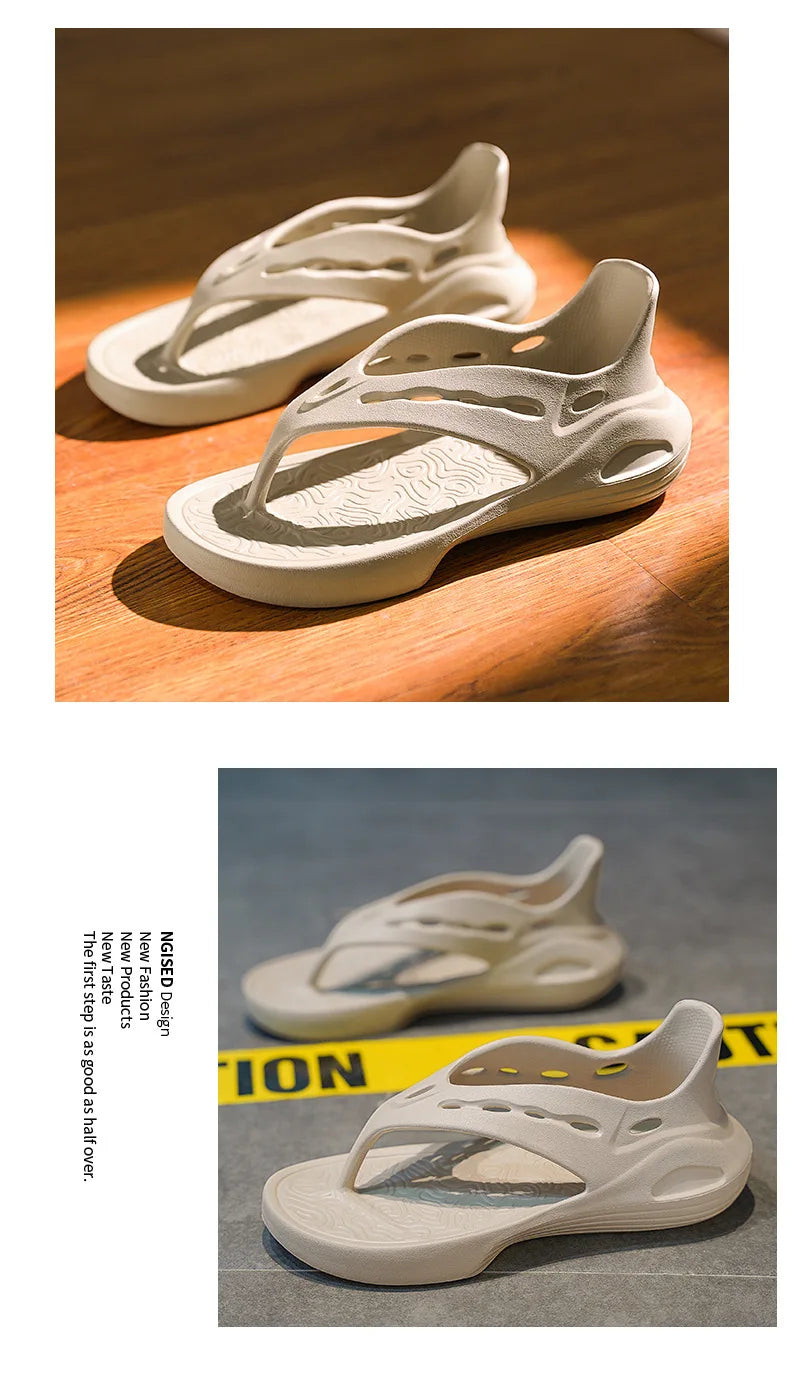 Sandalias deportivas para mujer, chanclas planas de verano, cómodas, informales, sin cordones, con plataforma ligera y diseño hueco.
