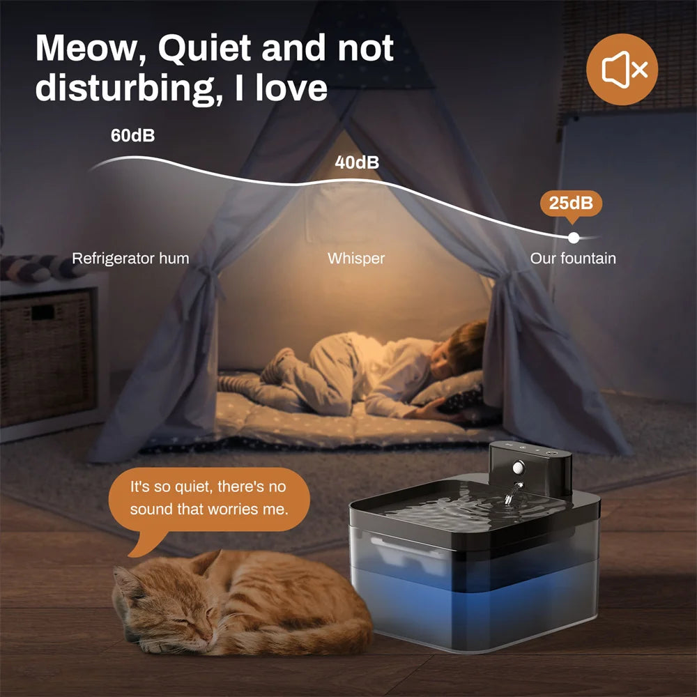 Fuente de agua automática para gatos, dispensador de agua inalámbrico para mascotas (perro y gato), sensor infrarrojo de 2,2 L, accesorios para bebederos inteligentes para mascotas.