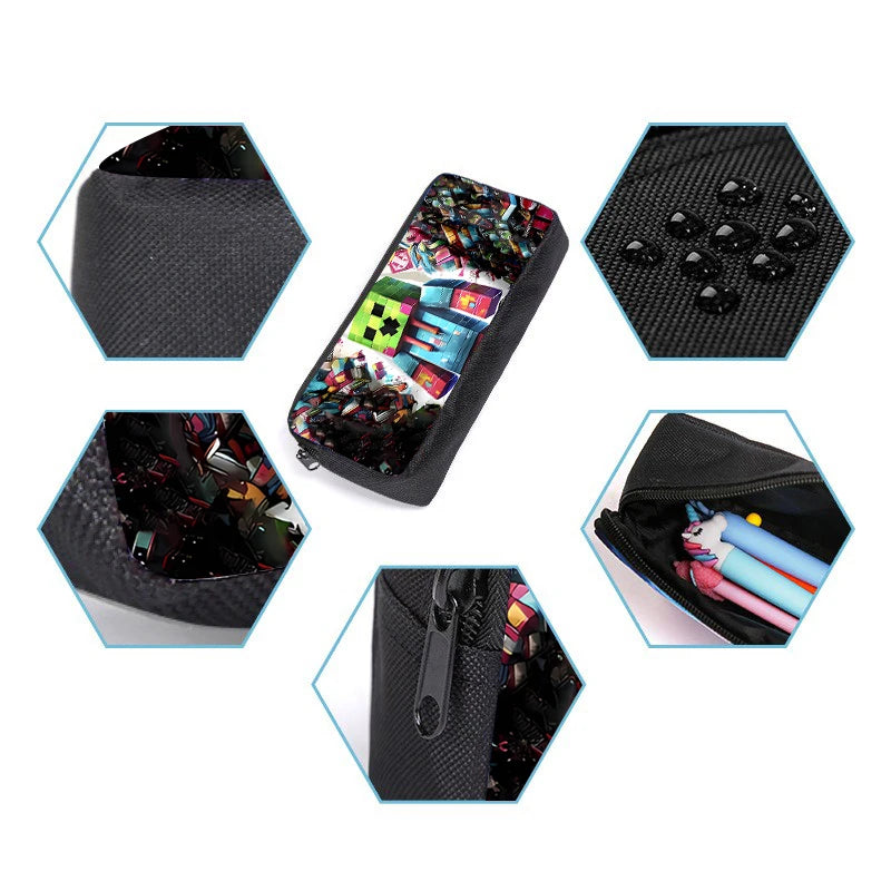 Juego My World: Mochilas de tres piezas con personajes para niños y niñas. El mejor regalo. Mochila escolar con diseño de dibujos animados en 2D para niños.