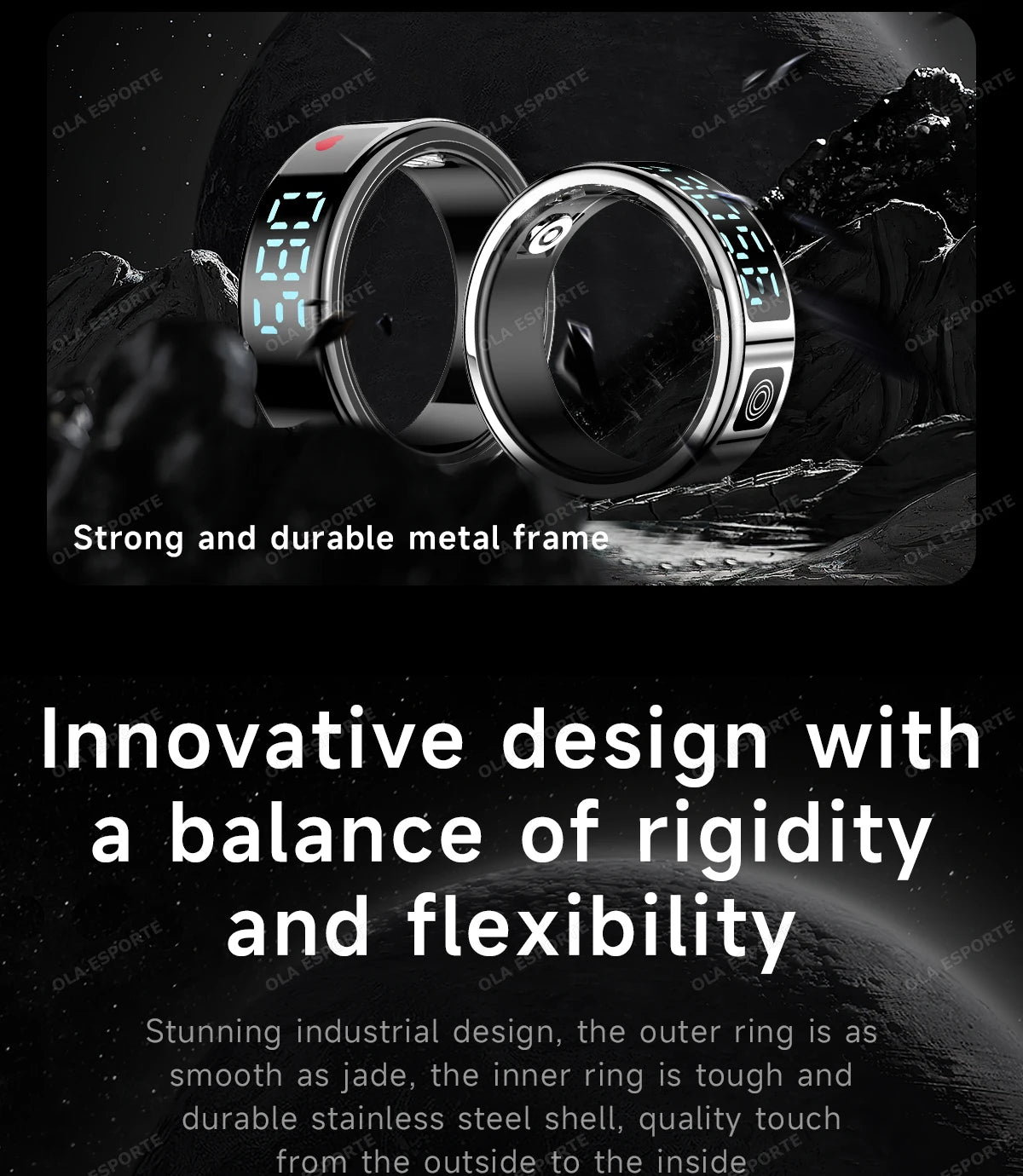 Anillo inteligente con pantalla táctil, gestor de salud, control por gestos y vídeo, resistente al agua hasta 5 ATM. Para hombres y mujeres. Nuevo anillo inteligente 2025.