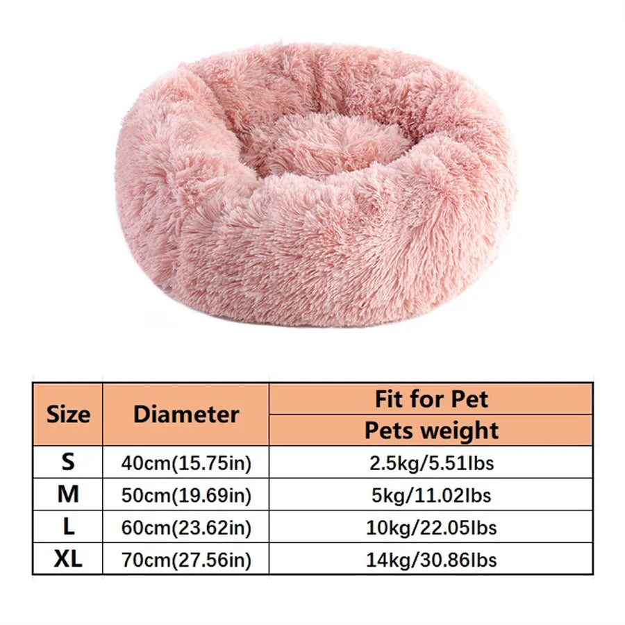 Cama suave para mascotas, almohadilla de felpa cálida de piel sintética para perros, cama relajante tipo donut redonda, cómoda para dormir, lavable, para perros y gatos pequeños y medianos.