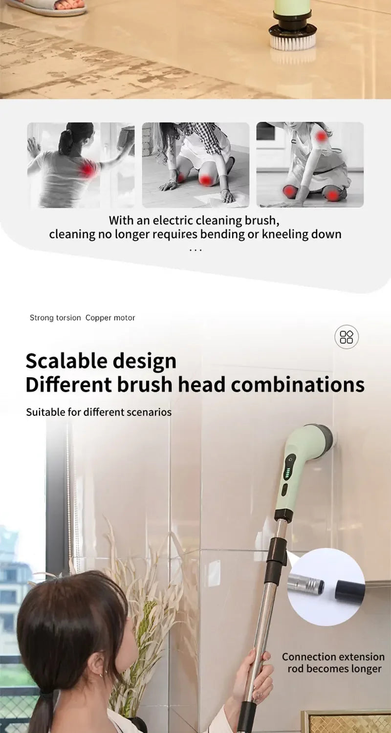 Cepillo de limpieza eléctrico inalámbrico para baño, ventanas, cocina, automóviles.