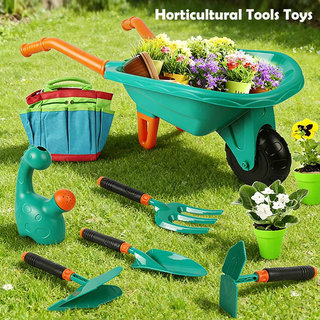 Juego de herramientas de jardinería de juguete para niños, delantal, guantes, herramientas para plantas y flores, regalos para niños y niñas.