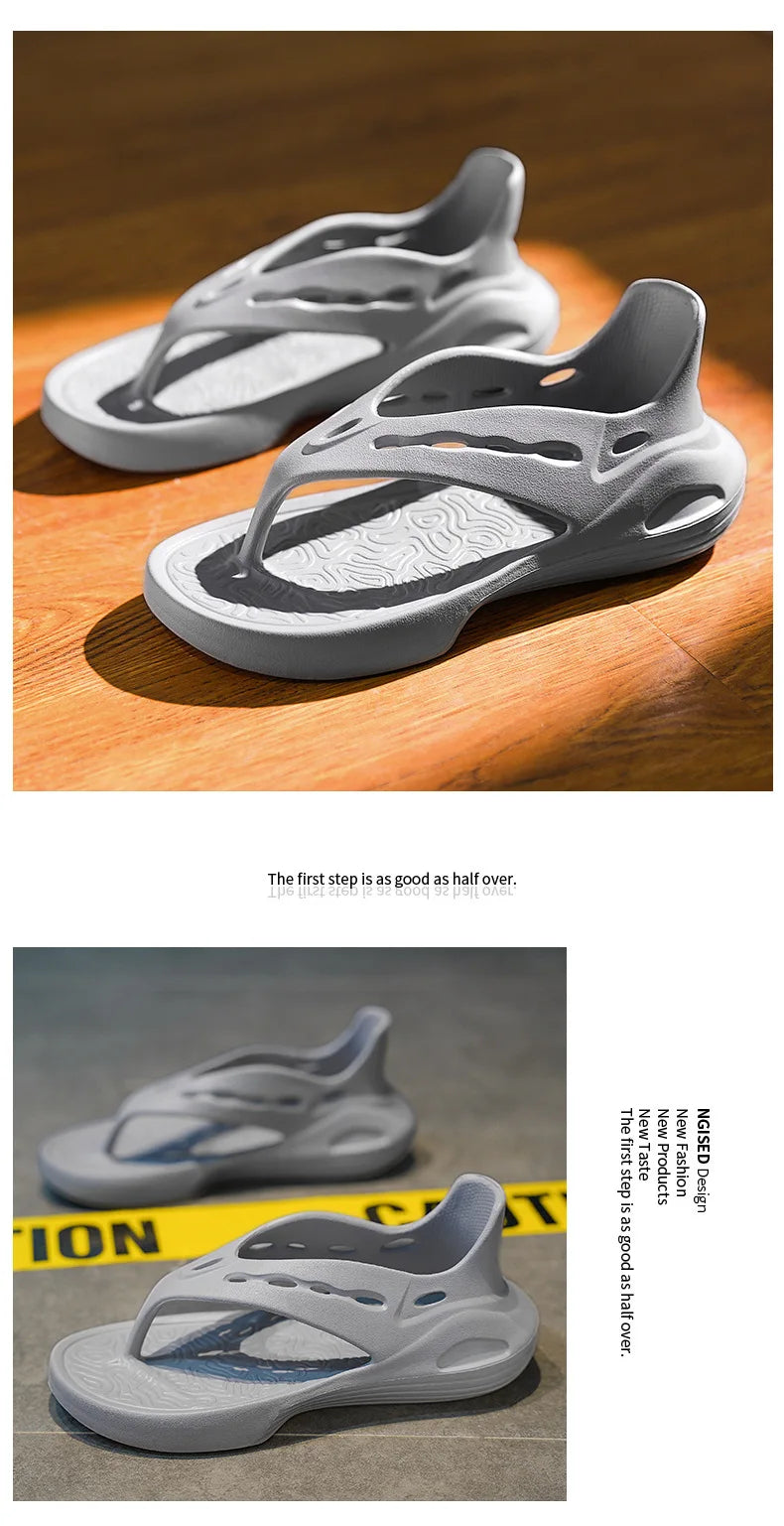 Sandalias deportivas para mujer, chanclas planas de verano, cómodas, informales, sin cordones, con plataforma ligera y diseño hueco.