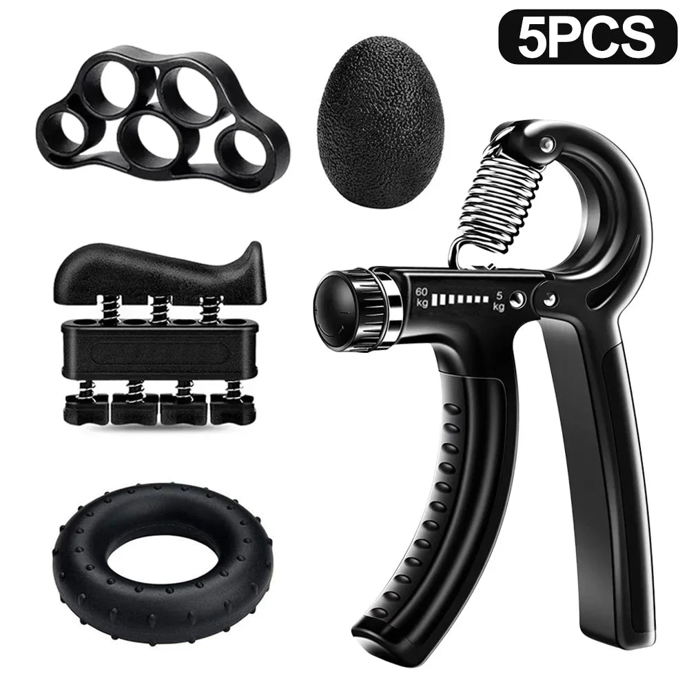 Entrenador de fortalecimiento de fuerza de agarre manual ajustable de 5 a 60 kg, juego completo con contador, ejercitador de muñeca, antebrazo y mano para fortalecer los músculos.