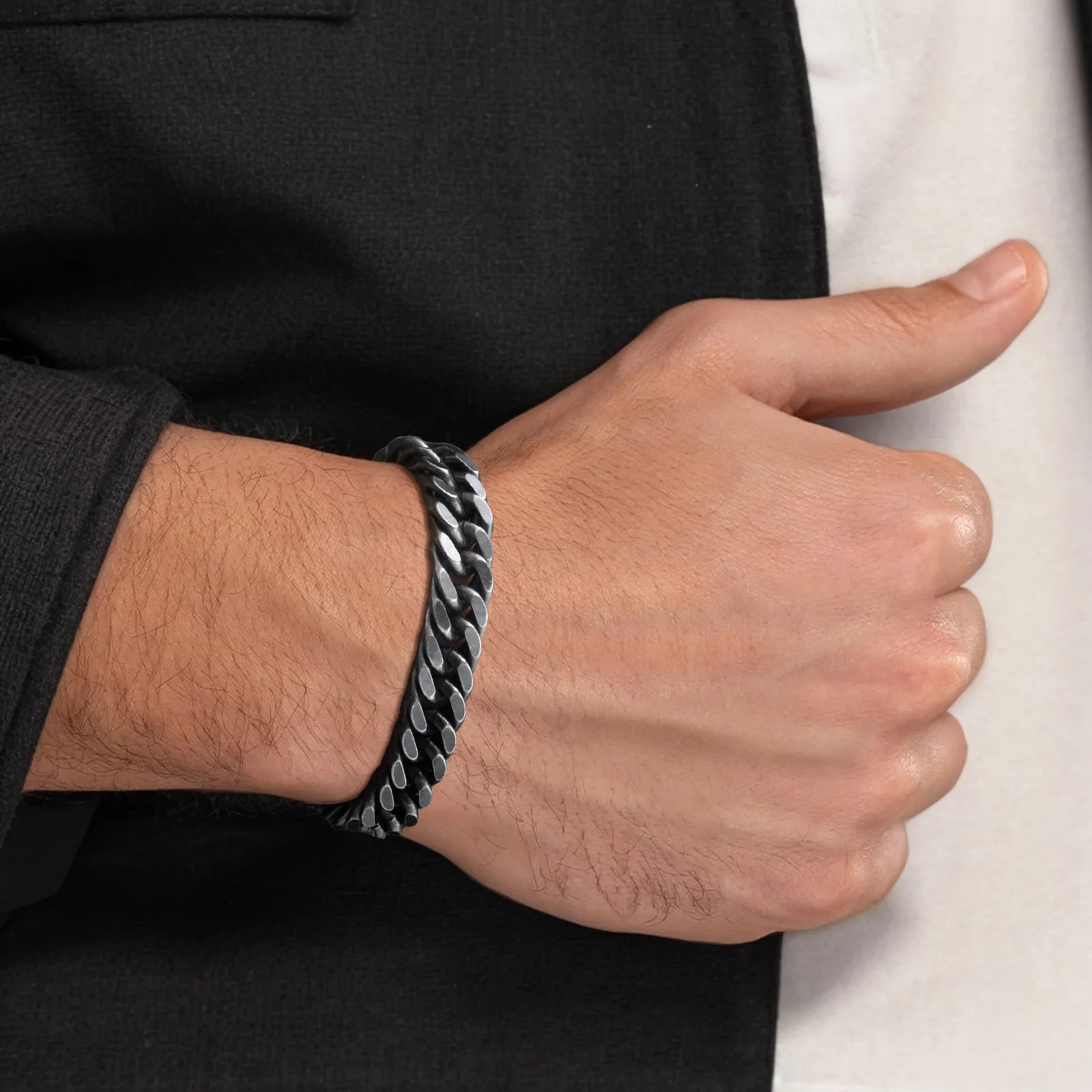 Pulsera de cadena cubana gruesa para hombre, acero inoxidable, oro, plata, negro, estilo retro, eslabones Miami, regalo, 8/10/12/15 mm de ancho