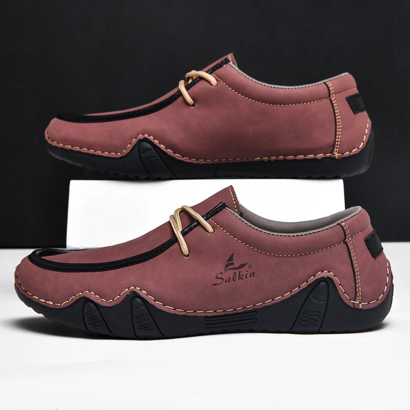Zapatillas de moda para mujer, hechas a mano, de cuero, estilo casual, con plataforma, mocasines, transpirables, para conducir, tallas grandes.