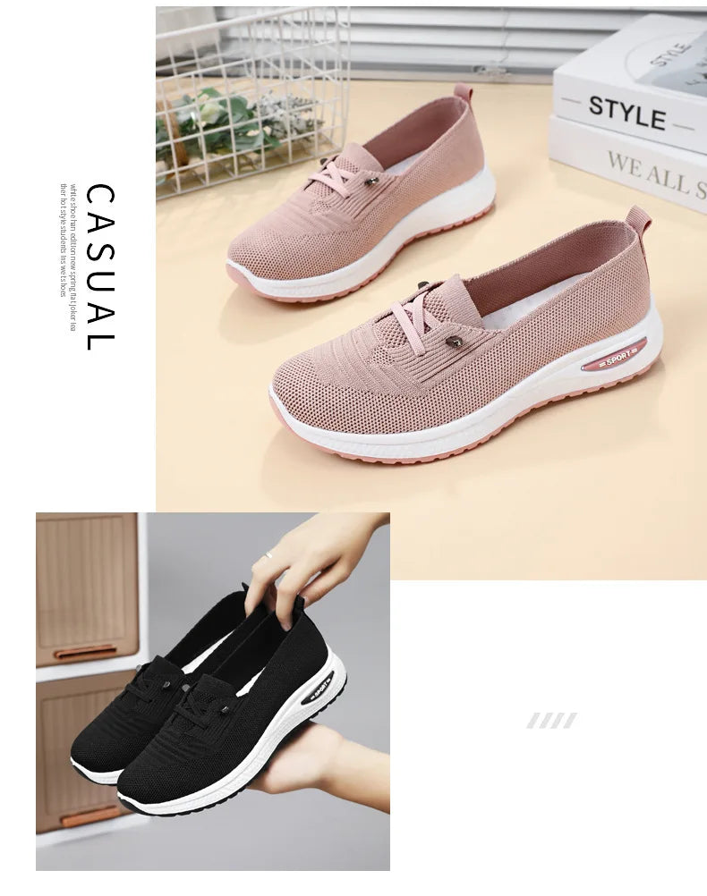 Zapatillas deportivas casuales para mujer 2025, transpirables, de malla, con suela gruesa. Precio asequible. Envío gratuito