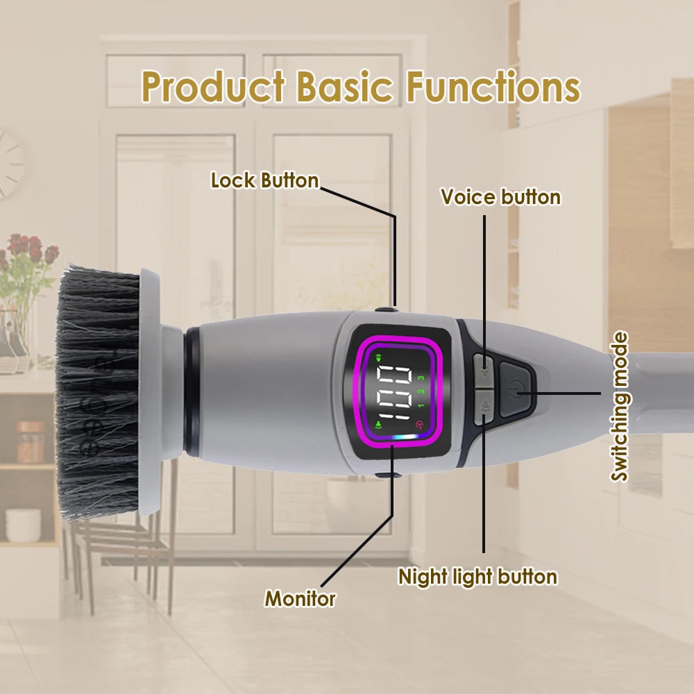 Cepillo eléctrico de limpieza para baño 10 en 1 multifuncional, inalámbrico.