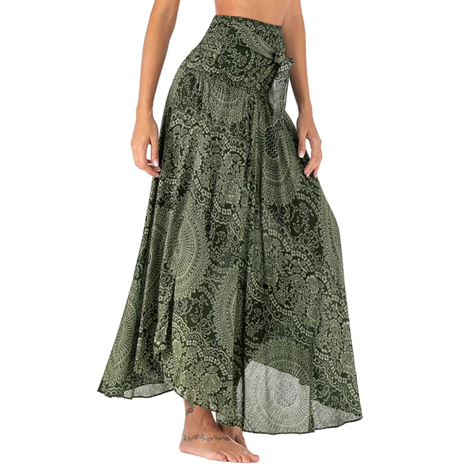 Faldas de moda para mujer con estampado floral, cintura elástica y falda tipo disfraz.