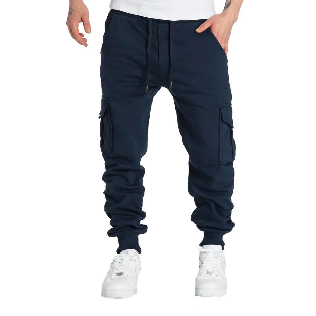 Pantalones deportivos cargo casuales para hombre, primavera/otoño, tallas S-2XL, con cordón ajustable en la cintura, estilo jogger, para senderismo, tácticos, con bolsillos.