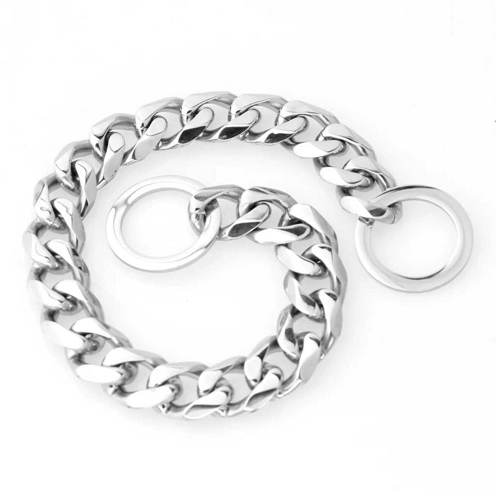 Collar de adiestramiento para perros grandes con cadena de eslabones cubanos dorados de 15 mm.