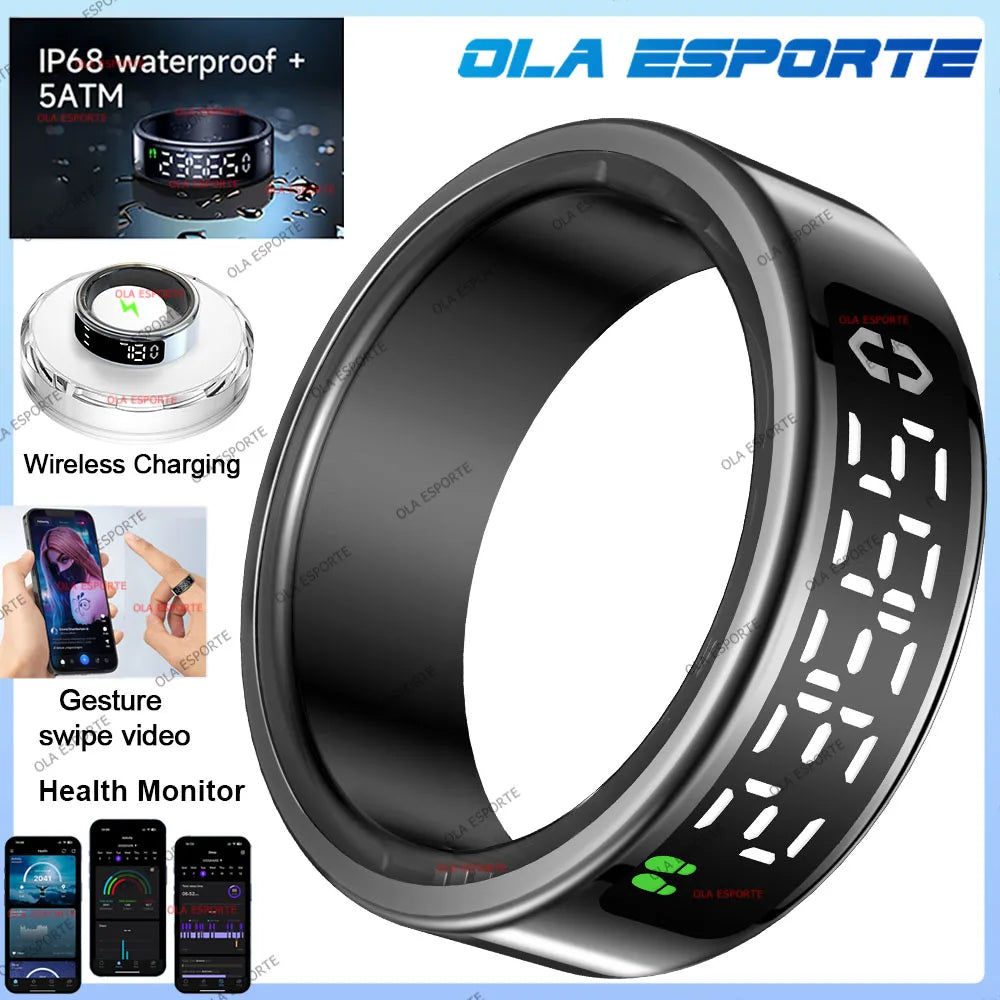 Anillo inteligente con pantalla táctil, gestor de salud, control por gestos y vídeo, resistente al agua hasta 5 ATM. Para hombres y mujeres. Nuevo anillo inteligente 2025.