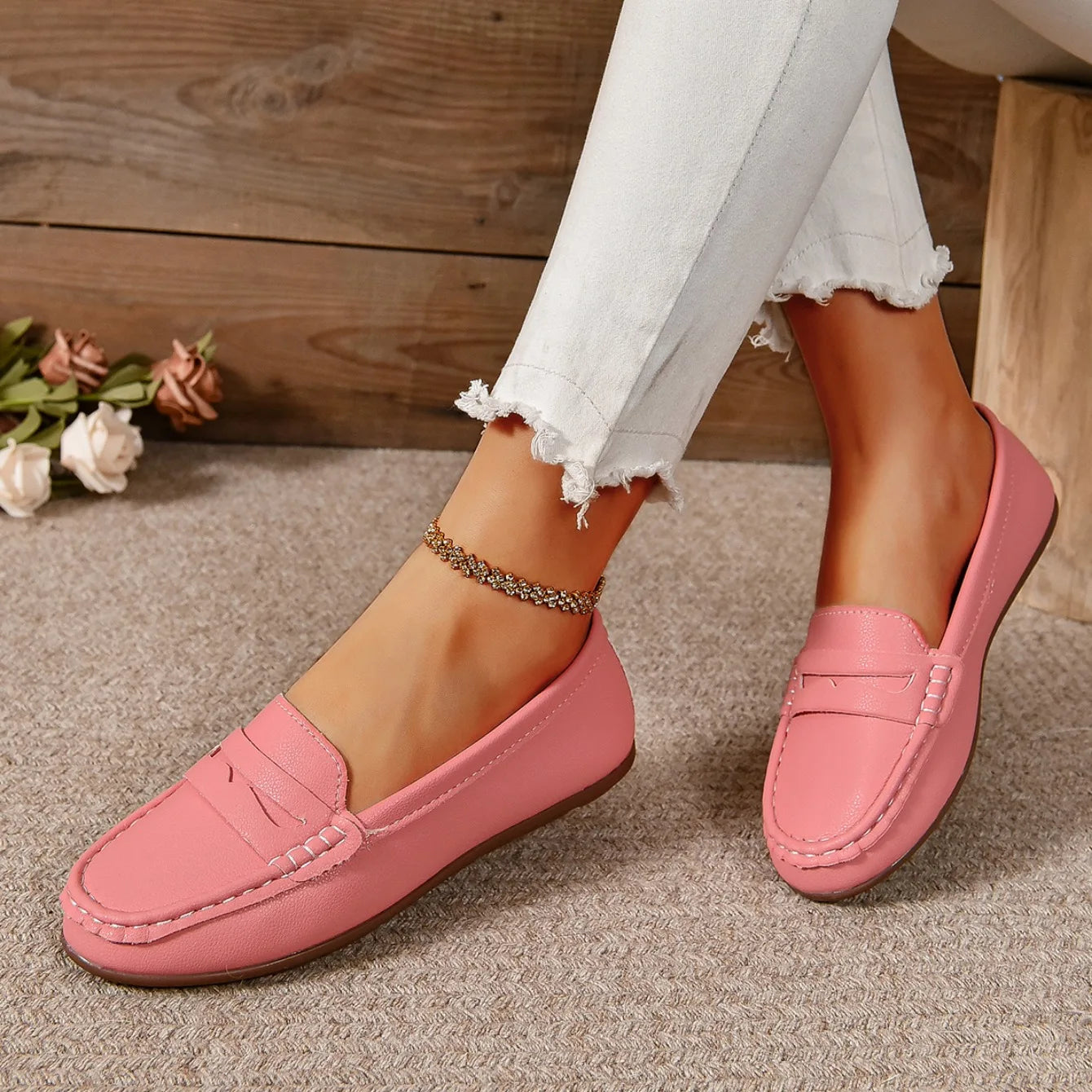 Zapatos planos para mujer, cómodos, ligeros, a la moda, mocasines, ideales para primavera y otoño, zapatillas casuales de suela fina, zapatos para exteriores para mujer.