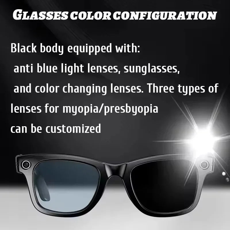 Gafas de sol inteligentes 2025 con IA, cámara de vídeo de 8 MP, traducción, Bluetooth, llamadas, reproducción de música, para hombres y mujeres, grabación al 100%.