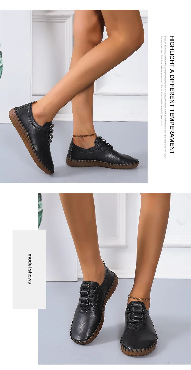 Zapatos planos para mujer 2025, nuevos, hechos a mano, zapatillas deportivas para mujer, zapatos casuales de moda para mamá, mocasines cómodos para mujer, tallas grandes 35-43.