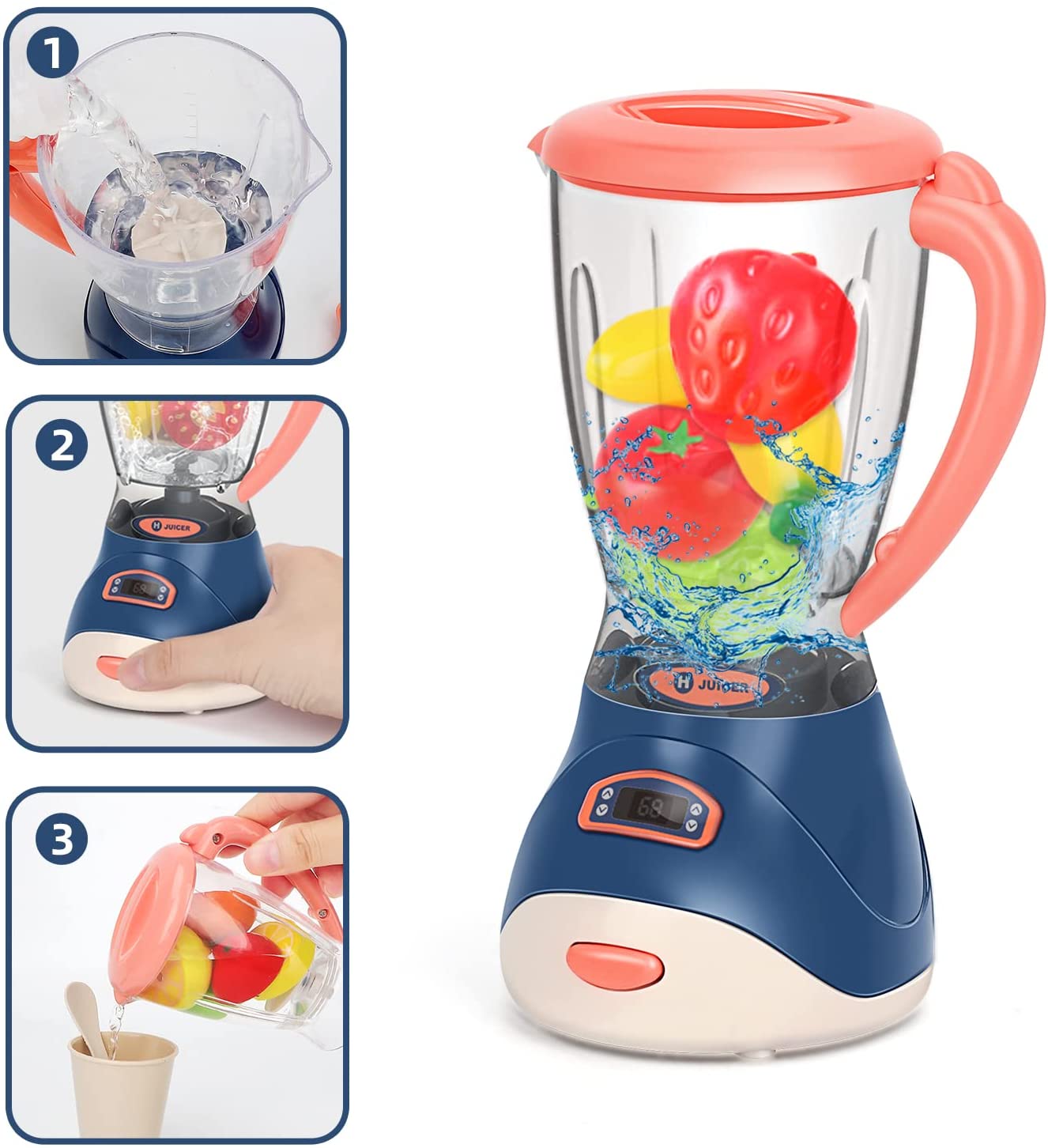 Mini electrodomésticos de juguete para la cocina, juego de imitación con cafetera, licuadora y tostadora para niños y niñas. Regalo ideal.