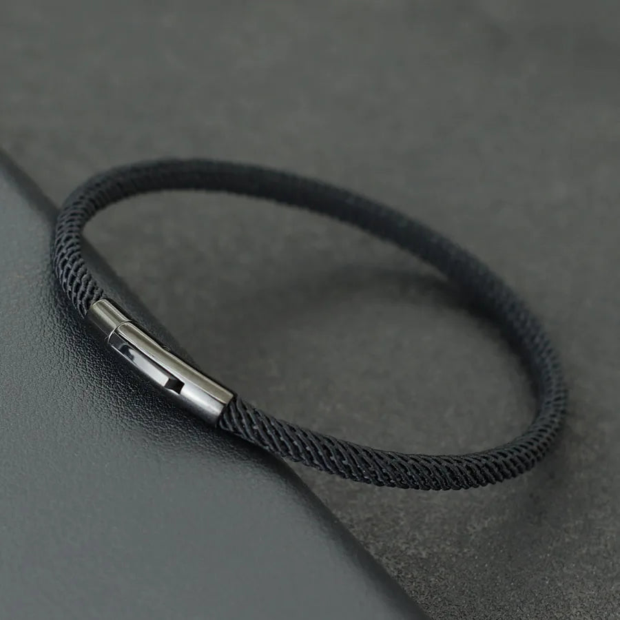 Pulsera minimalista elegante de cuerda para hombre, grado A, rosca de 4 mm