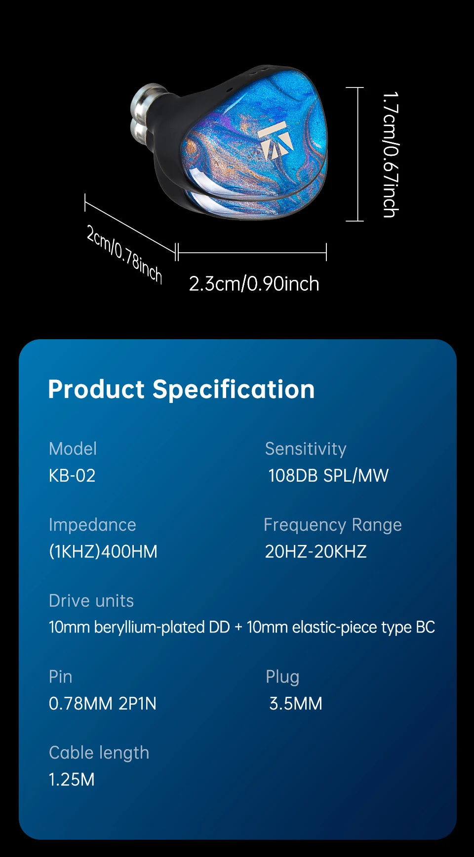 Auriculares HiFi KBEAR KB02 (DOBLE IEM)