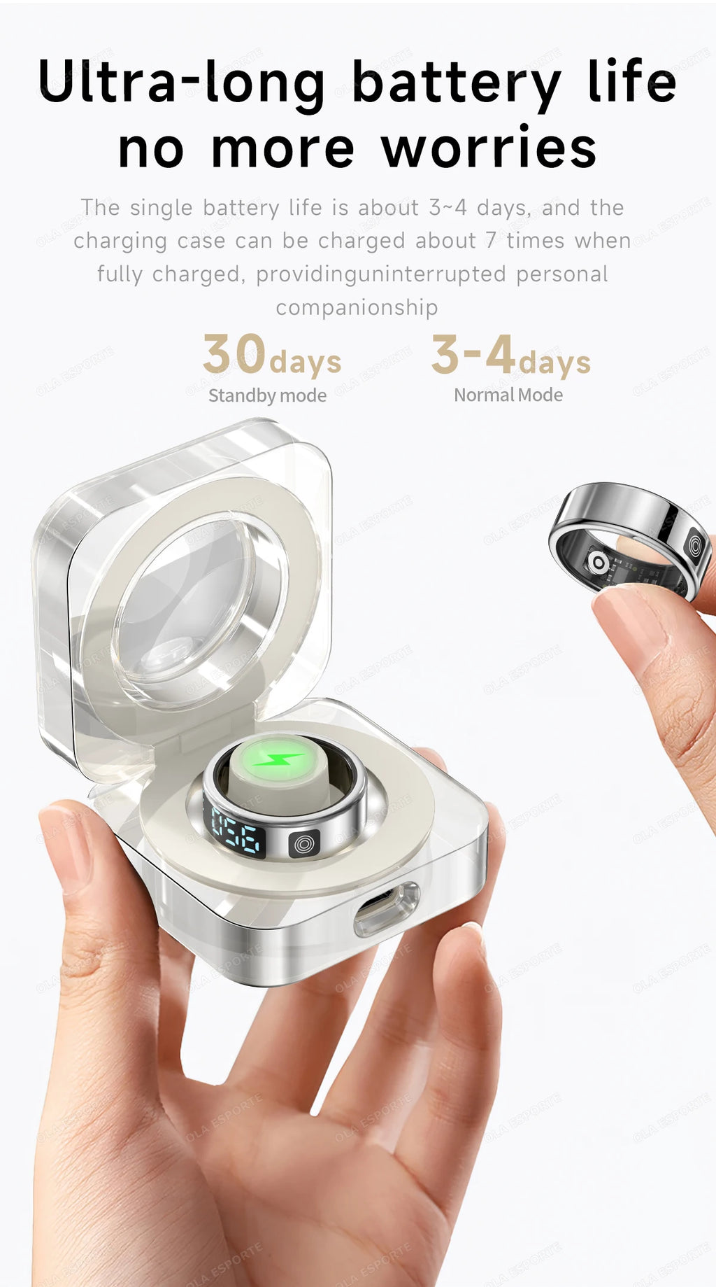 Anillo inteligente con pantalla táctil, gestor de salud, control por gestos y vídeo, resistente al agua hasta 5 ATM. Para hombres y mujeres. Nuevo anillo inteligente 2025.