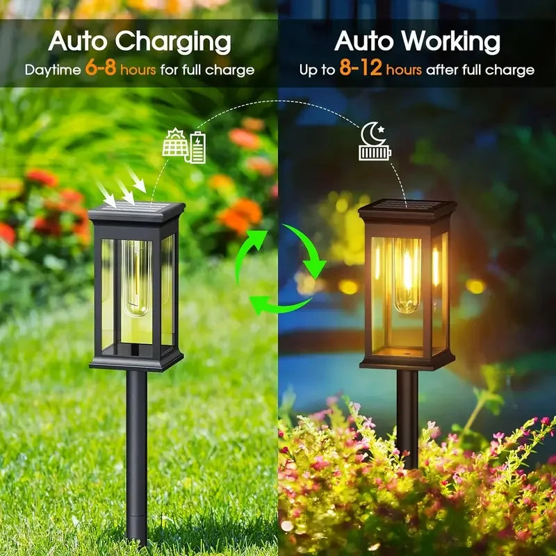 Luces solares para caminos, luces solares para exteriores, luces solares para jardín, iluminación de paisajes, patios y jardines.
