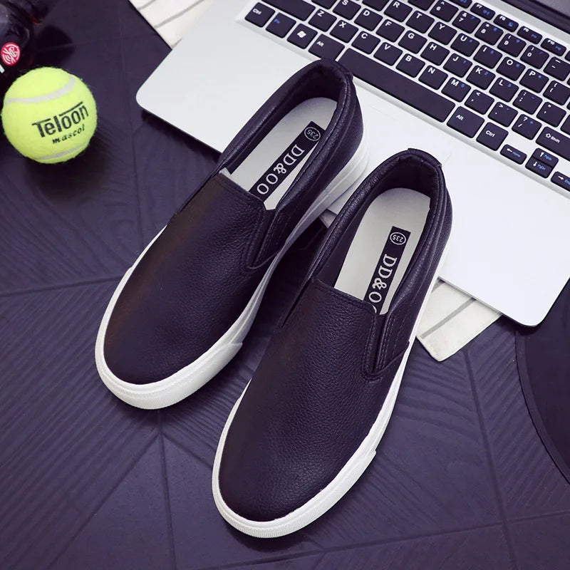 Mocasines de piel Comemore para mujer, tendencia primaveral, zapatos planos casuales, zapatos sin cordones de plataforma vulcanizados, zapatillas deportivas para mujer.