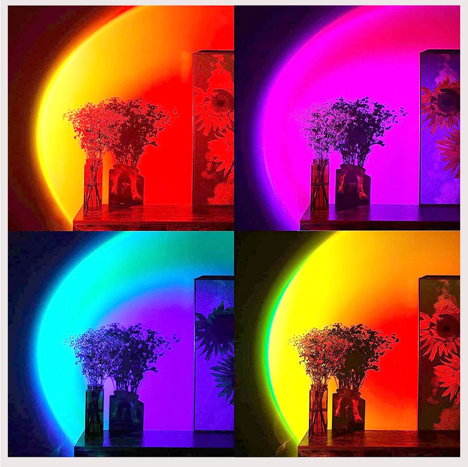 Lámpara inteligente de puesta de sol Tuya, proyector USB de puesta de sol.