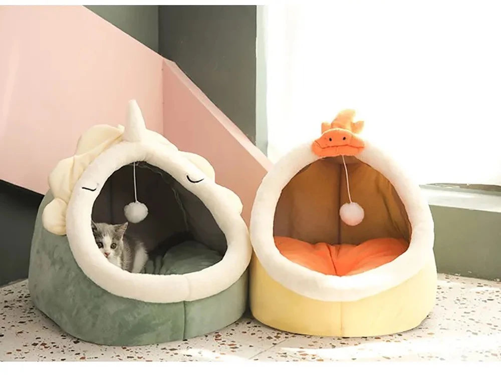 Cama para gatos Deep Sleep con diseño de dibujos animados, cama plegable, extraíble y lavable para mascotas, ideal para perros pequeños. Cama tipo cueva para gatos.