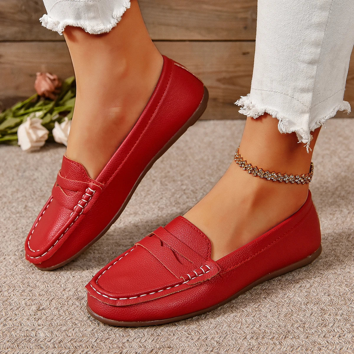 Zapatos planos para mujer, cómodos, ligeros, a la moda, mocasines, ideales para primavera y otoño, zapatillas casuales de suela fina, zapatos para exteriores para mujer.
