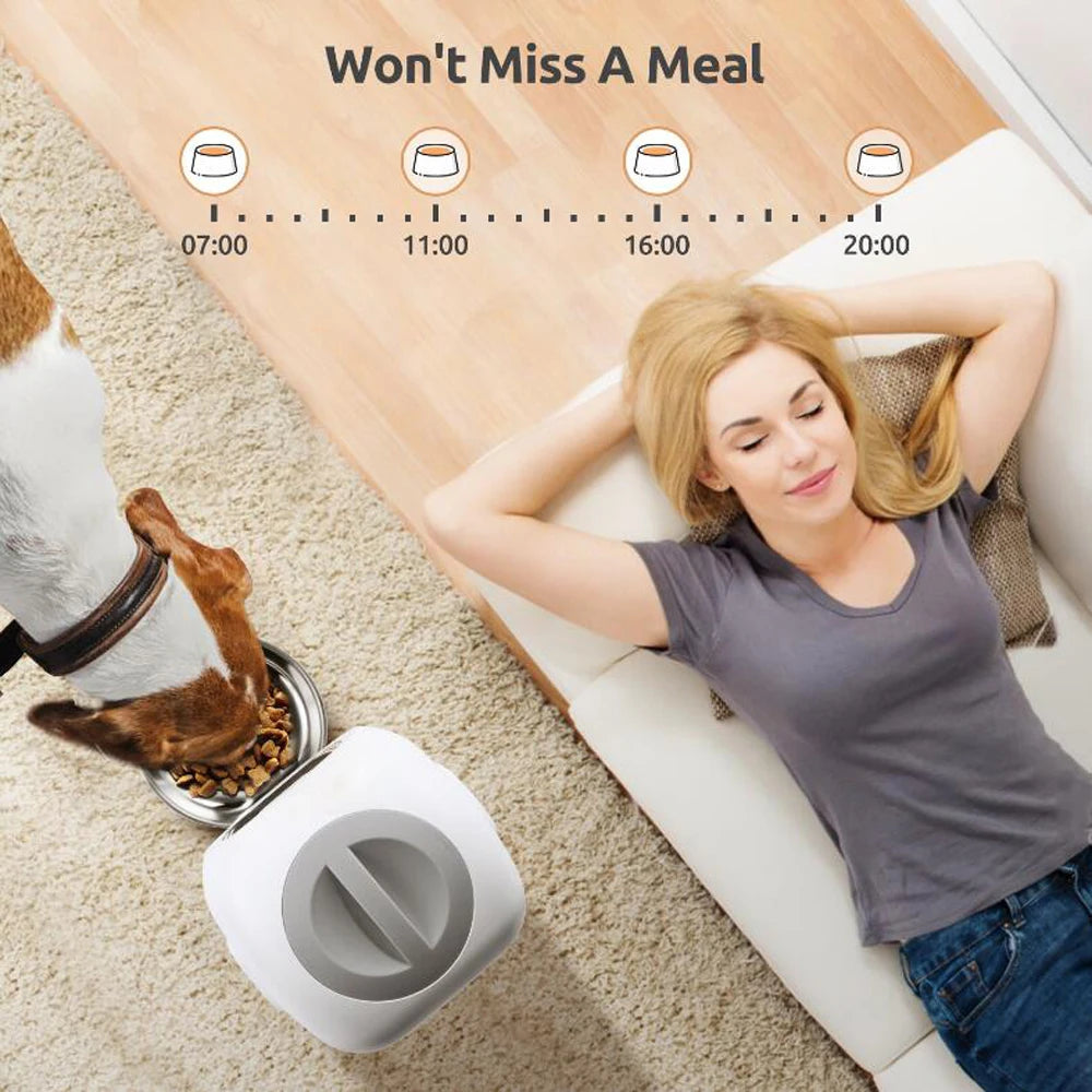 Comedero automático para mascotas de 3,5 L para gatos, WiFi, Smart Swirl, comedero lento para perros con grabadora de voz, dispensador de comida para gatos de gran capacidad con temporizador.