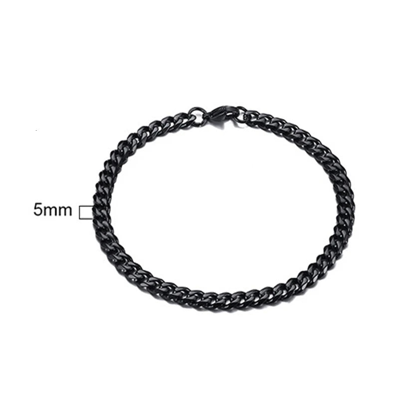 Pulsera de cadena cubana para hombres, mujeres y parejas, pulseras de acero inoxidable de 3 a 11 mm para novio, esposo o amante.